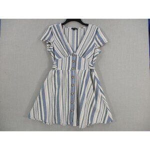 Striped Button-Down Short Sleeve Dress By As U Wish Size - M